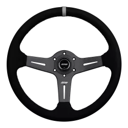 DND 350mm Suede 60mm Deep Grey Stitching Carbon Spoke Race Steering Wheel