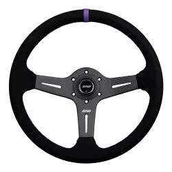 DND 350mm Suede 60mm Deep Purple Stitching Carbon Spoke Race Steering Wheel