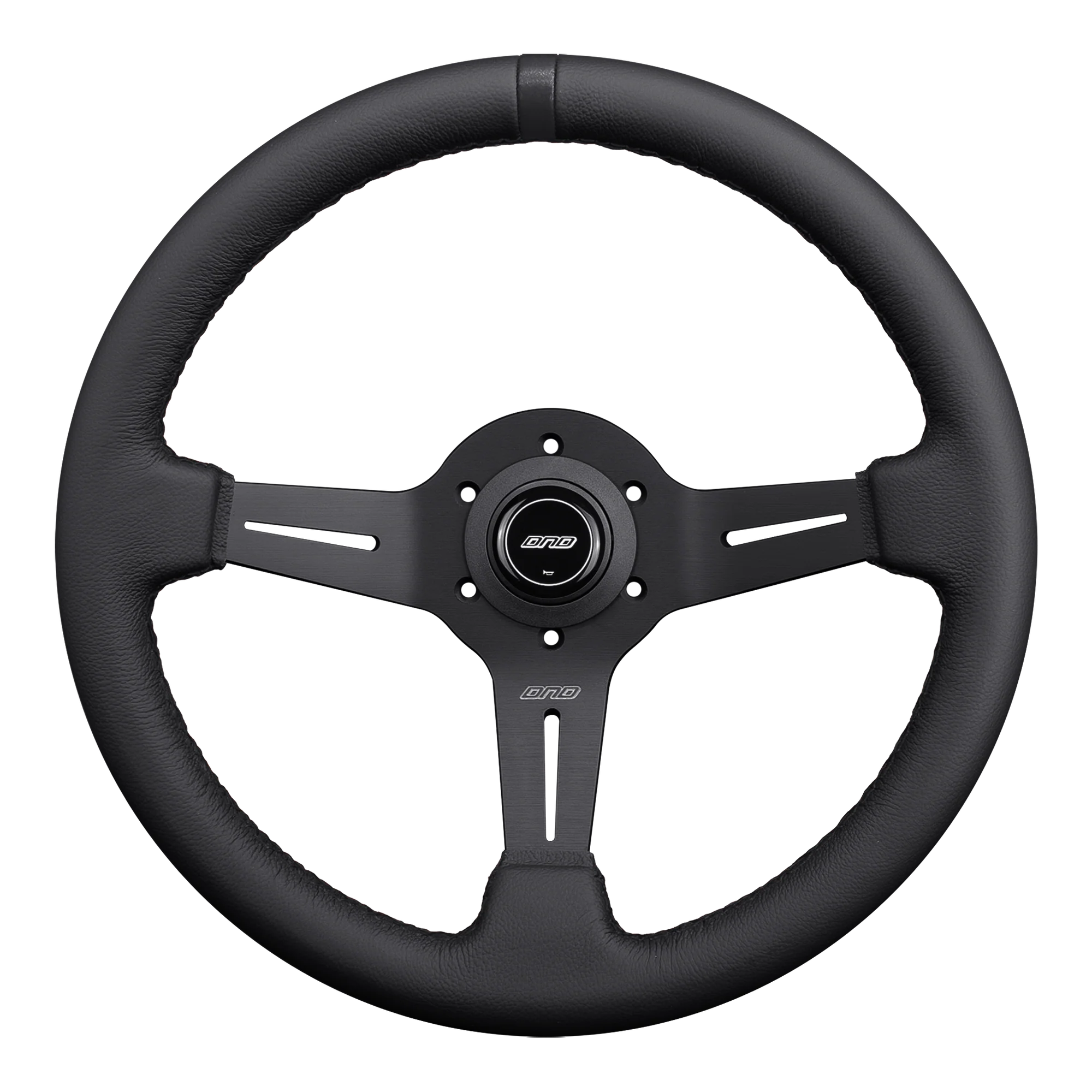 DND 350mm Leather 50mm Deep Black Stitching Race Steering Wheel