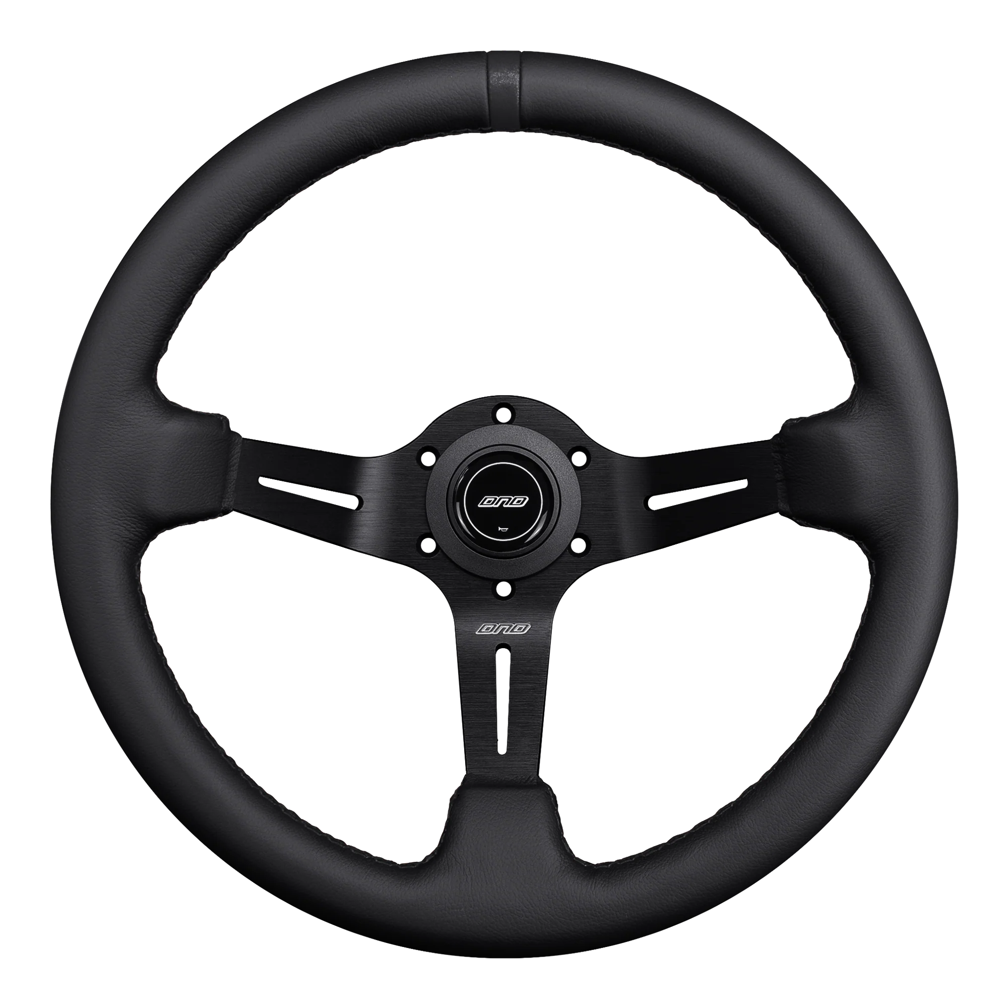 DND 350mm Leather 75mm Deep Black Stitching Race Steering Wheel