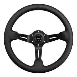 DND 350mm Leather 75mm Deep Black Stitching Race Steering Wheel