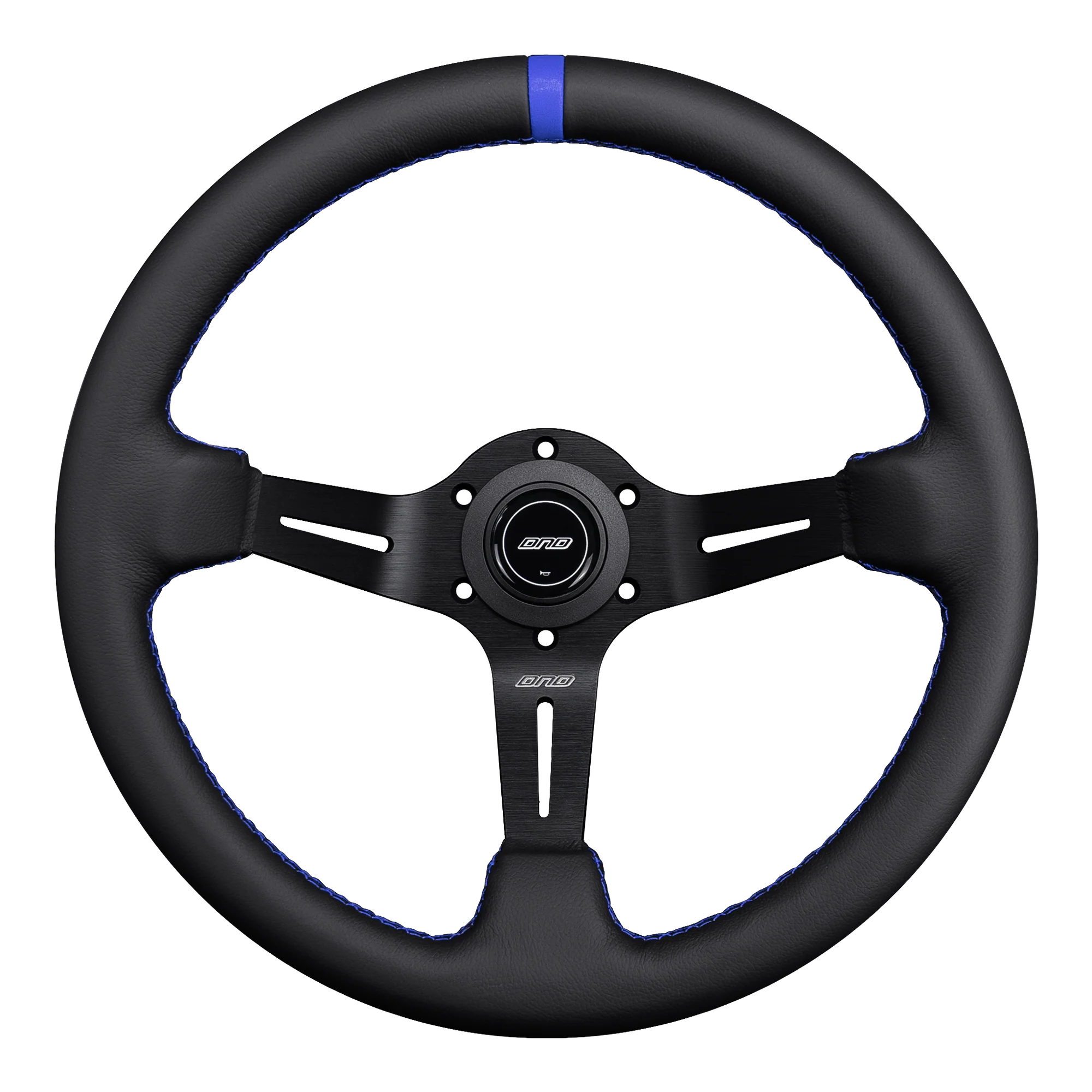 DND 350mm Leather 75mm Deep Blue Stitching Race Steering Wheel