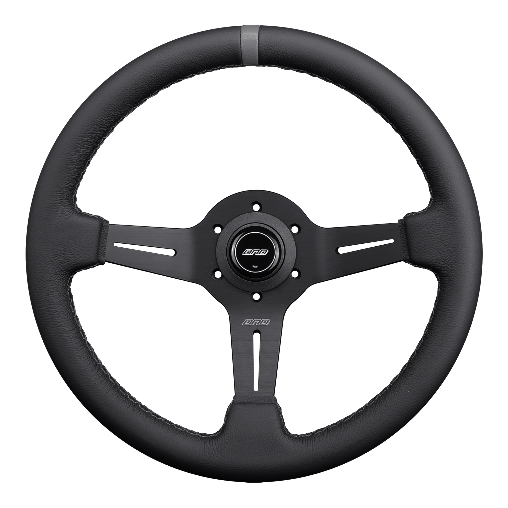 DND 350mm Leather 50mm Deep Grey Stitching Race Steering Wheel