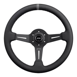 DND 350mm Leather 50mm Deep Grey Stitching Race Steering Wheel