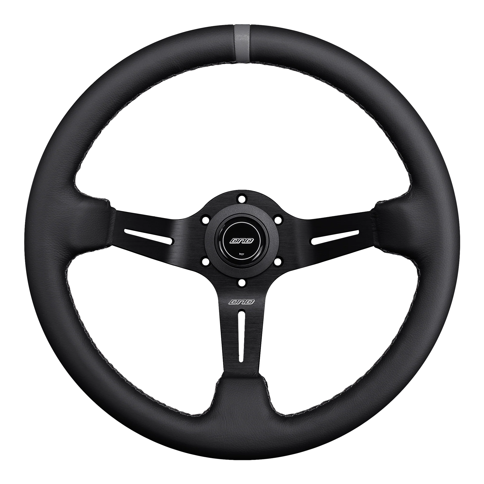 DND 350mm Leather 75mm Deep Grey Stitching Race Steering Wheel