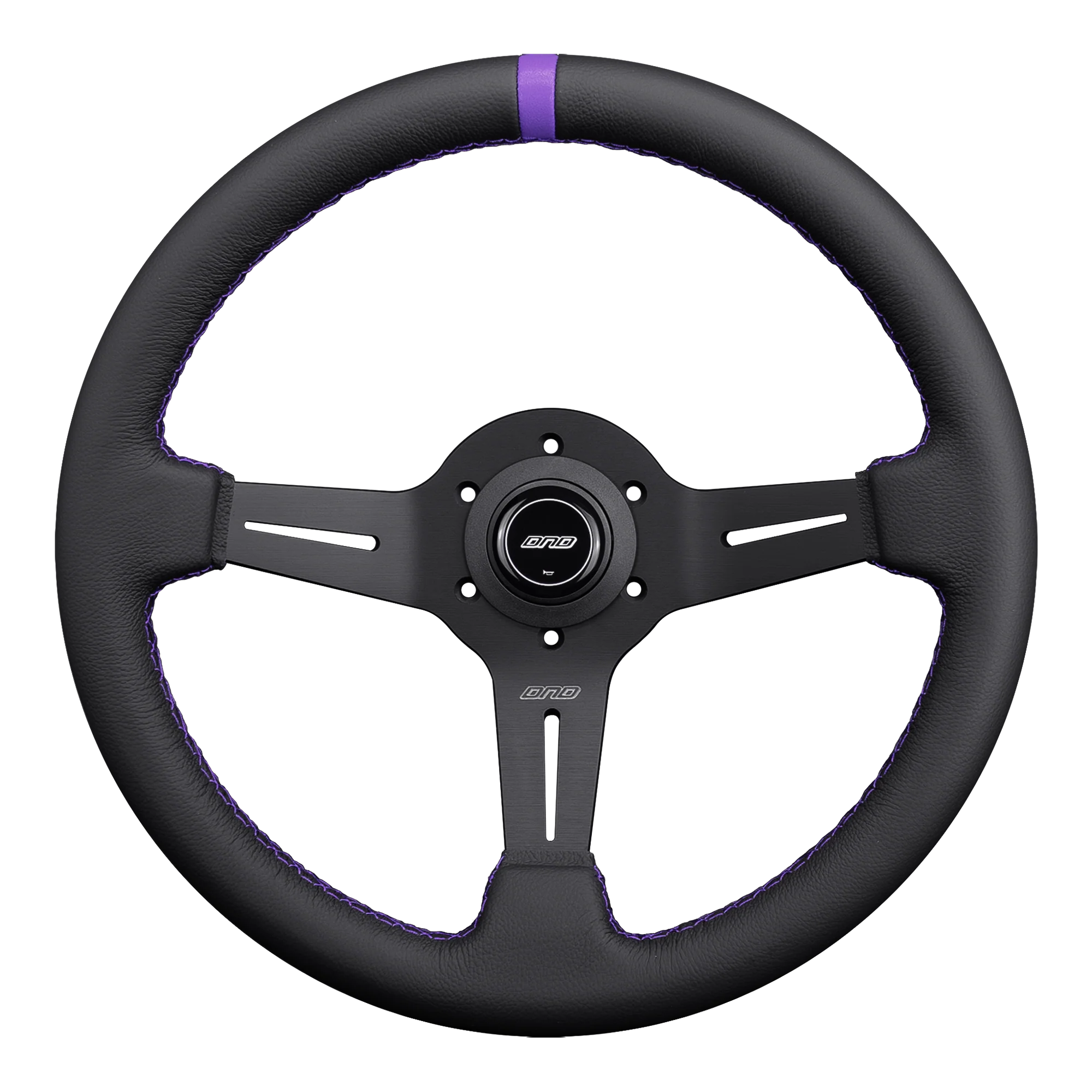 DND 350mm Leather 50mm Deep Purple Stitching Race Steering Wheel