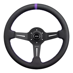 DND 350mm Leather 50mm Deep Purple Stitching Race Steering Wheel