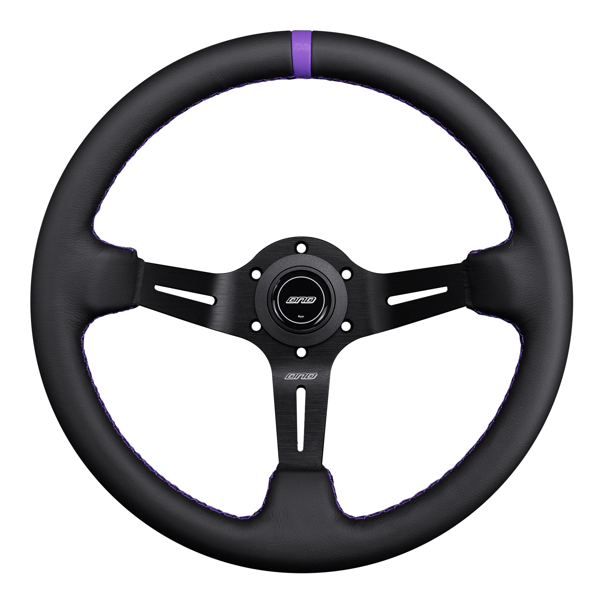 DND 350mm Leather 75mm Deep Purple Stitching Race Steering Wheel