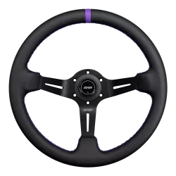 DND 350mm Leather 75mm Deep Purple Stitching Race Steering Wheel