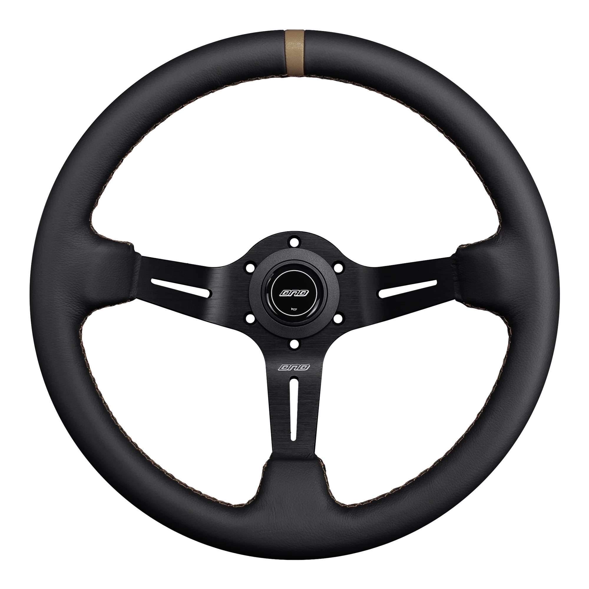DND 350mm Leather 75mm Deep Tan Stitching Race Steering Wheel