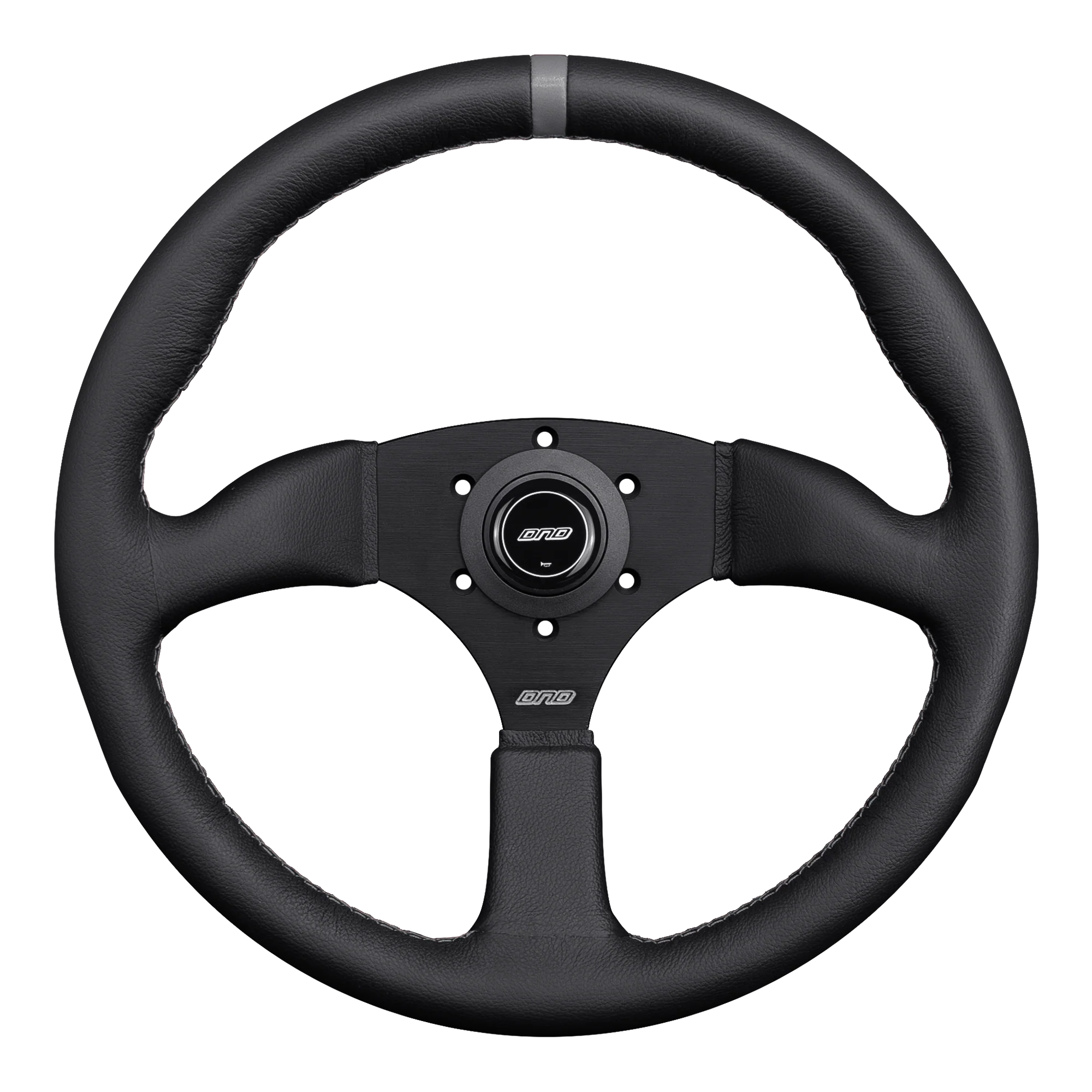 DND 350mm Leather 50mm Deep Grey Stitching Touring Steering Wheel