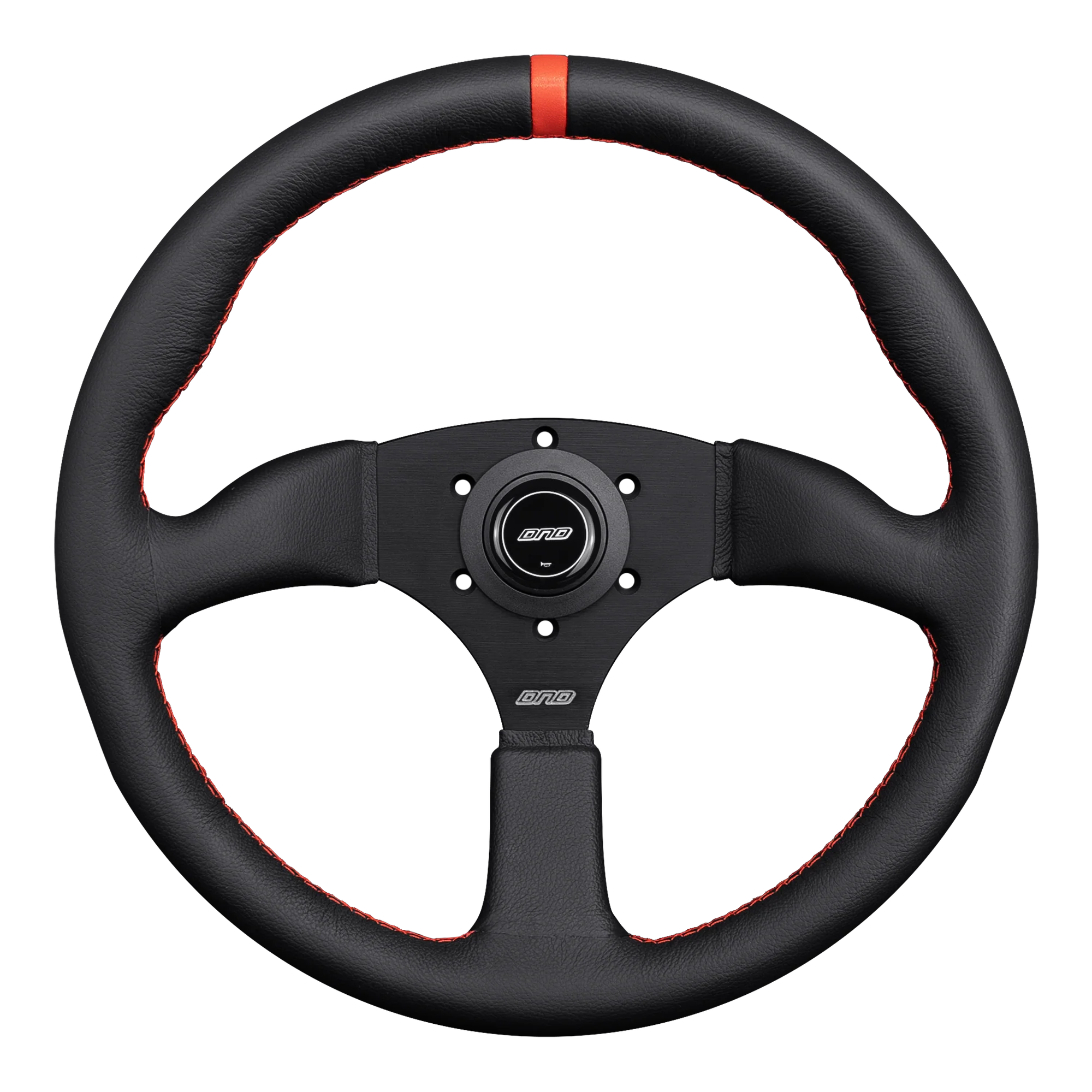 DND 350mm Leather 50mm Deep Red Stitching Touring Steering Wheel