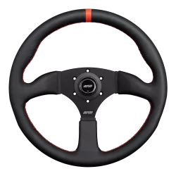 DND 350mm Leather 50mm Deep Red Stitching Touring Steering Wheel