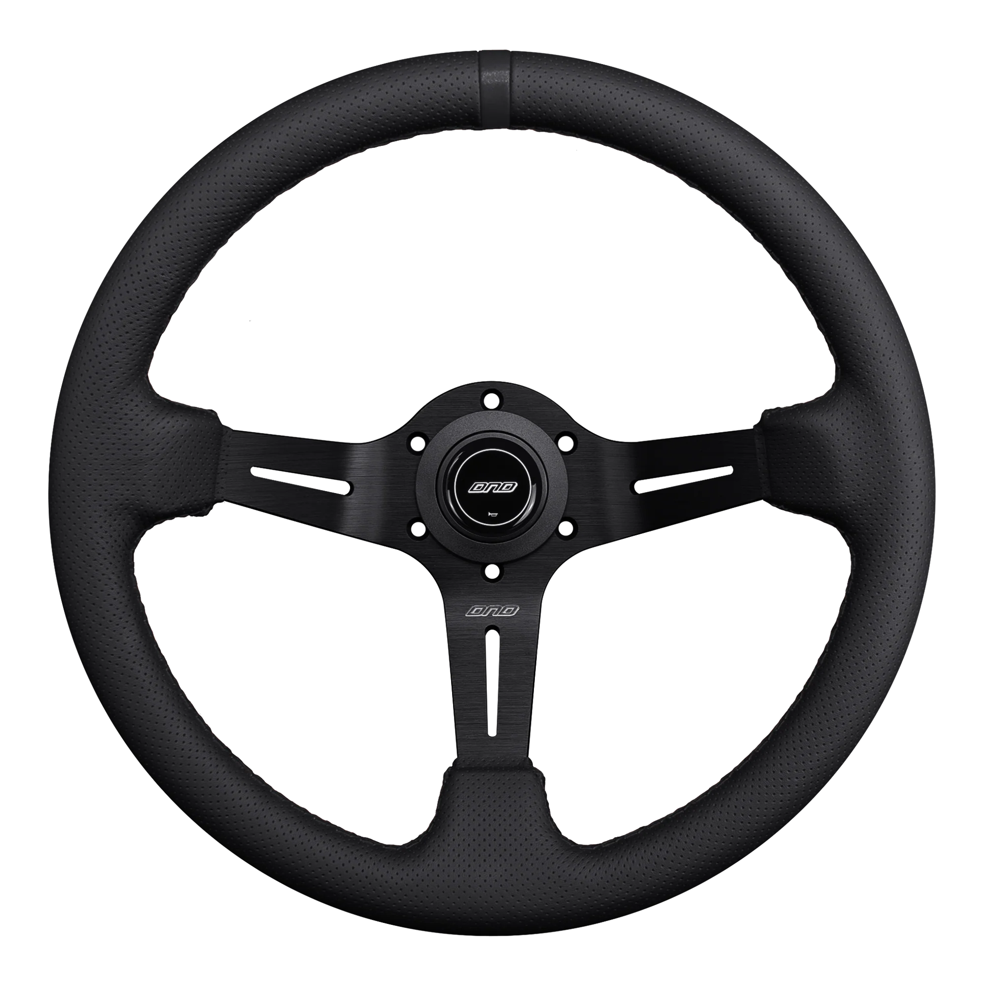 DND 350mm Perforated Leather 75mm Deep Black Stitching Race Steering Wheel
