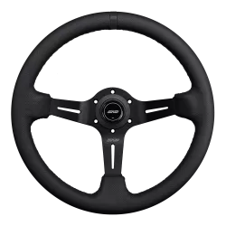 DND 350mm Perforated Leather 75mm Deep Black Stitching Race Steering Wheel
