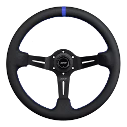 DND 350mm Perforated Leather 75mm Deep Blue Stitching Race Steering Wheel