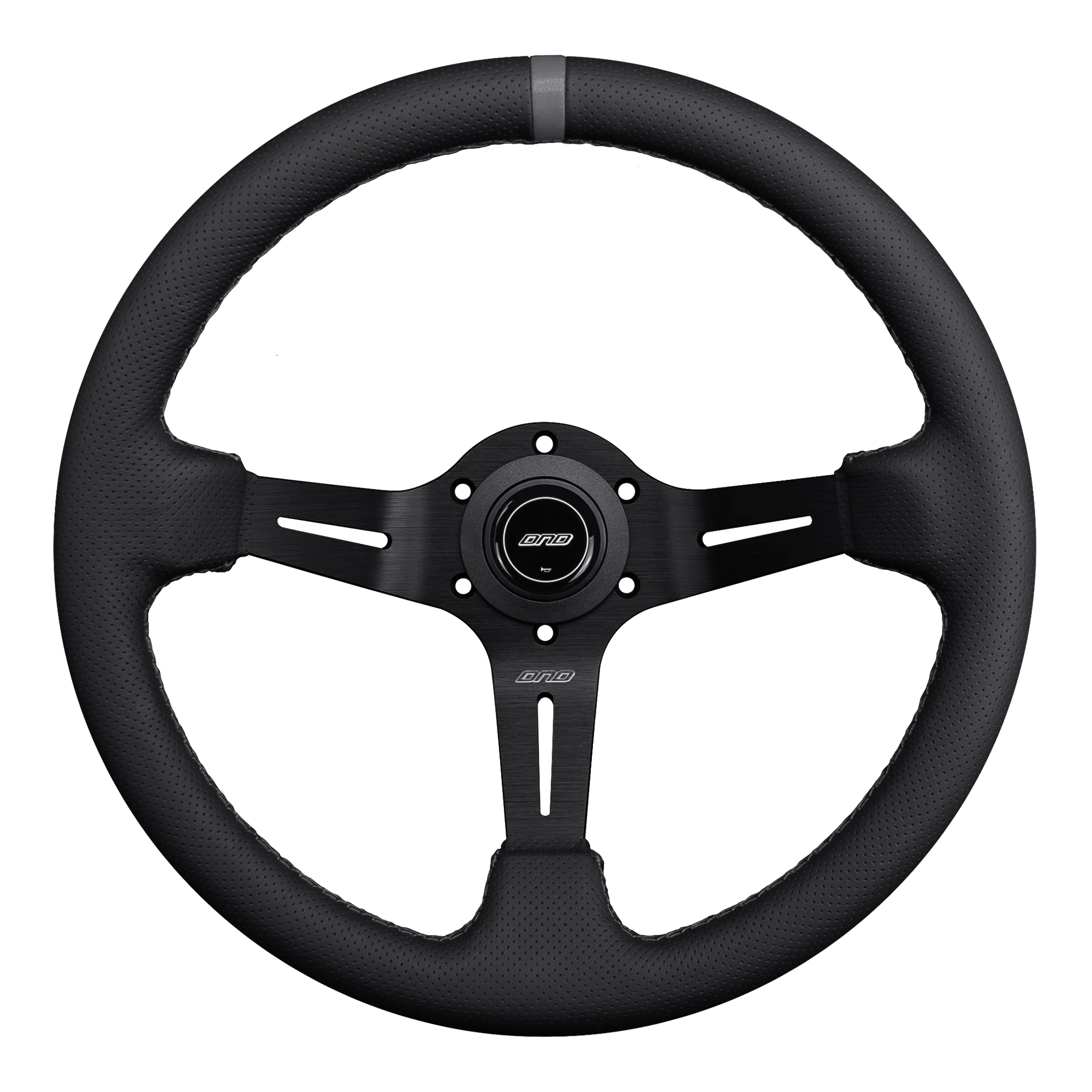 DND 350mm Perforated Leather 75mm Deep Grey Stitching Race Steering Wheel