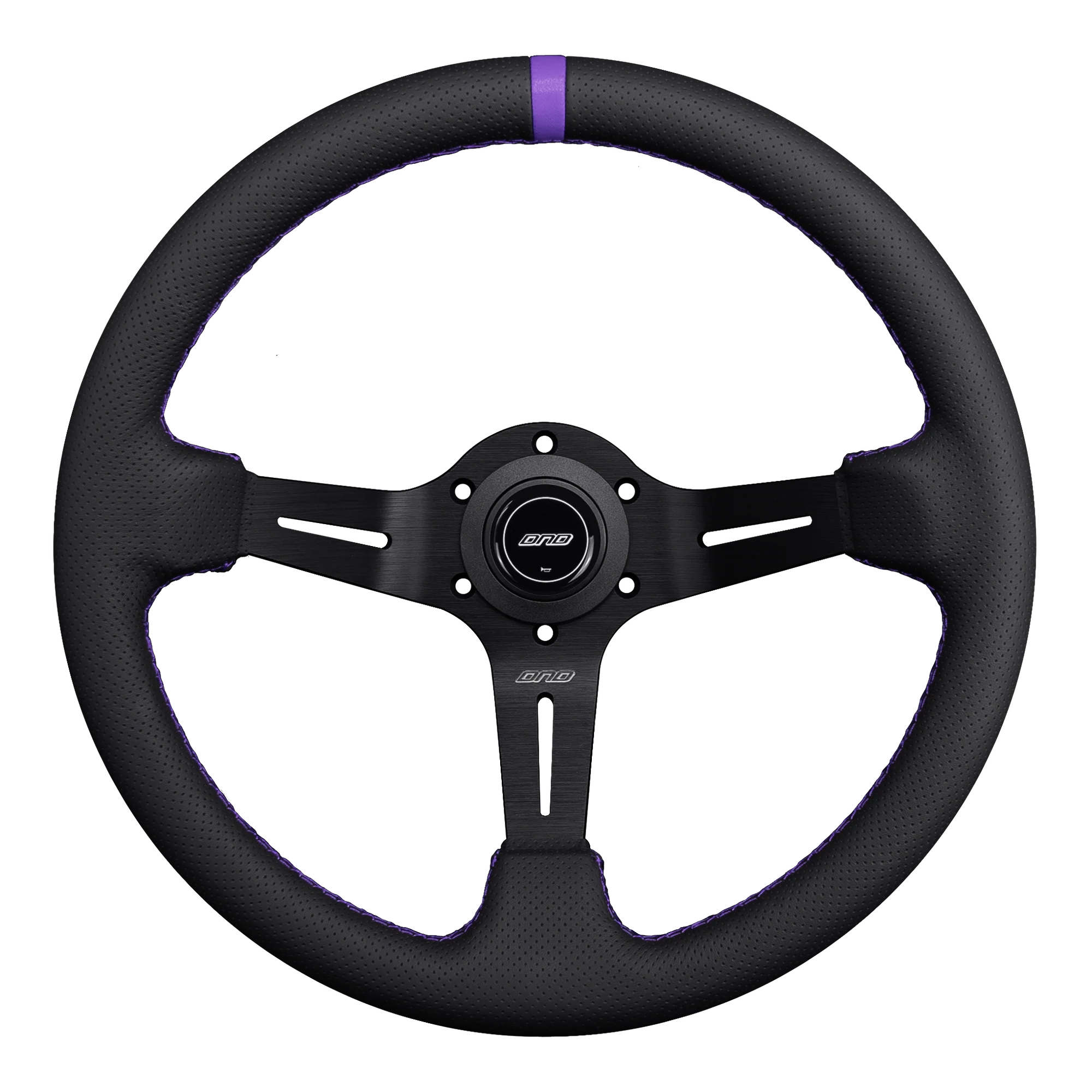 DND 350mm Perforated Leather 75mm Deep Purple Stitching Race Steering Wheel