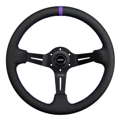 DND 350mm Perforated Leather 75mm Deep Purple Stitching Race Steering Wheel