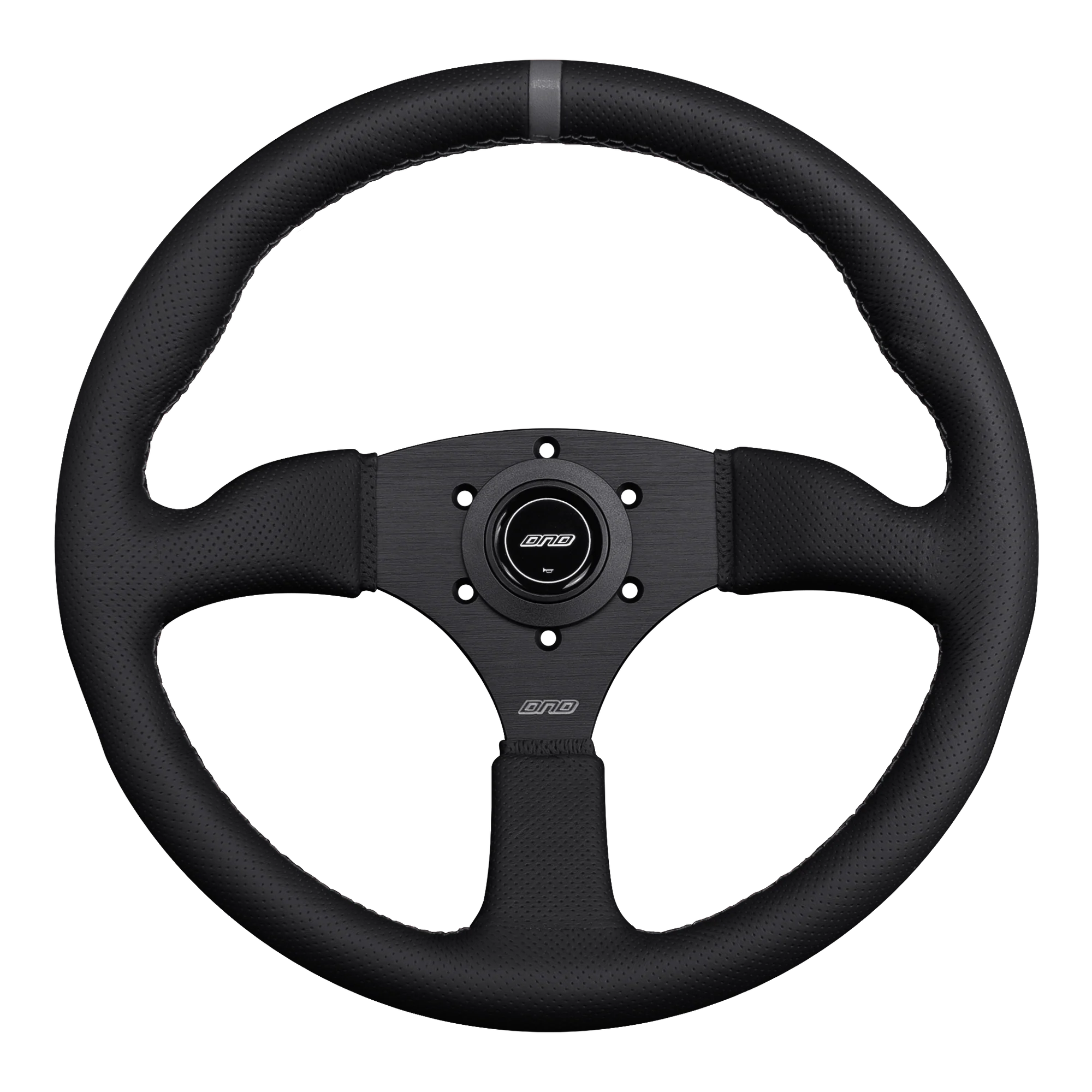 DND 350mm Perforated Leather 50mm Deep Grey Stitching Touring Steering Wheel