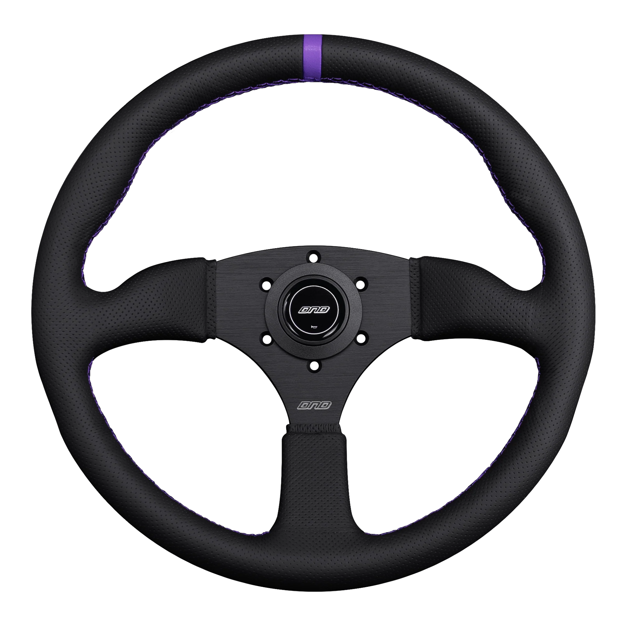 DND 350mm Perforated Leather 50mm Deep Purple Stitching Touring Steering Wheel