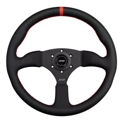 DND 350mm Perforated Leather 50mm Deep Red Stitching Touring Steering Wheel