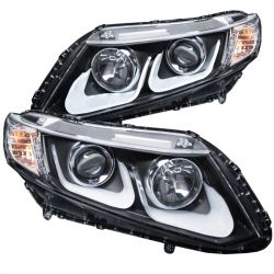 ANZO 12-15 Civic Sedan / 12-13 Coupe Black Projector Headlights w/ U-Bar
