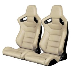 Braum Elite Series Beige Leatherette Racing Seats: Pair