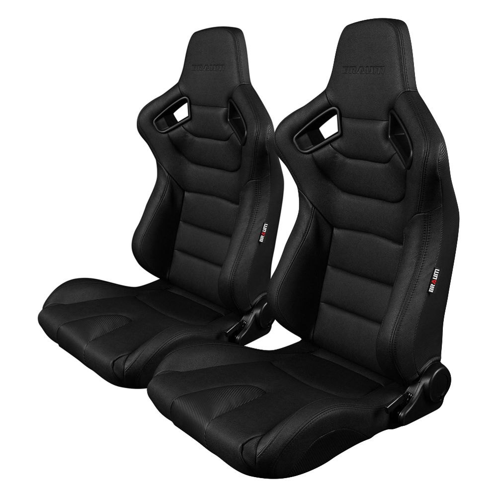 Braum Elite Series Black with Black Stitch Racing Seats: Pair