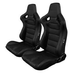 Braum Elite Series Black with Black Stitch Racing Seats: Pair
