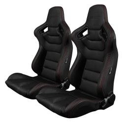 Braum Elite Series Black with Red Stitch Racing Seats: Pair