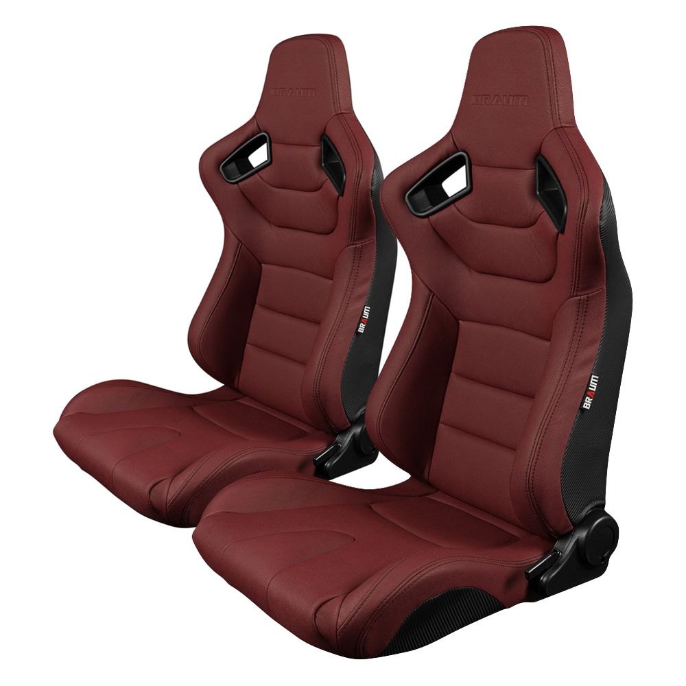 Braum Elite Series Maroon Leatherette Racing Seats: Pair