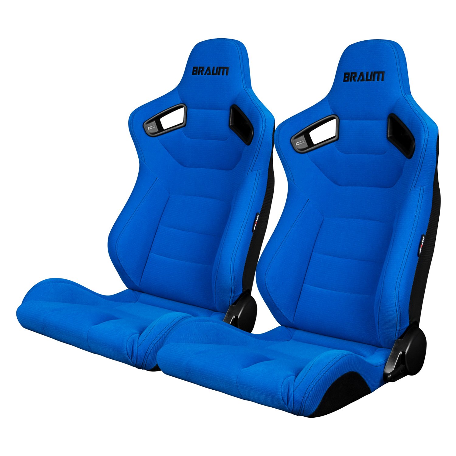 Braum Elite Series Blue Cloth Black Stitch Racing Seats: Pair