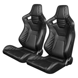 Braum Diamond Edition Black with Grey Stitch Leatherette Racing Seats: Pair
