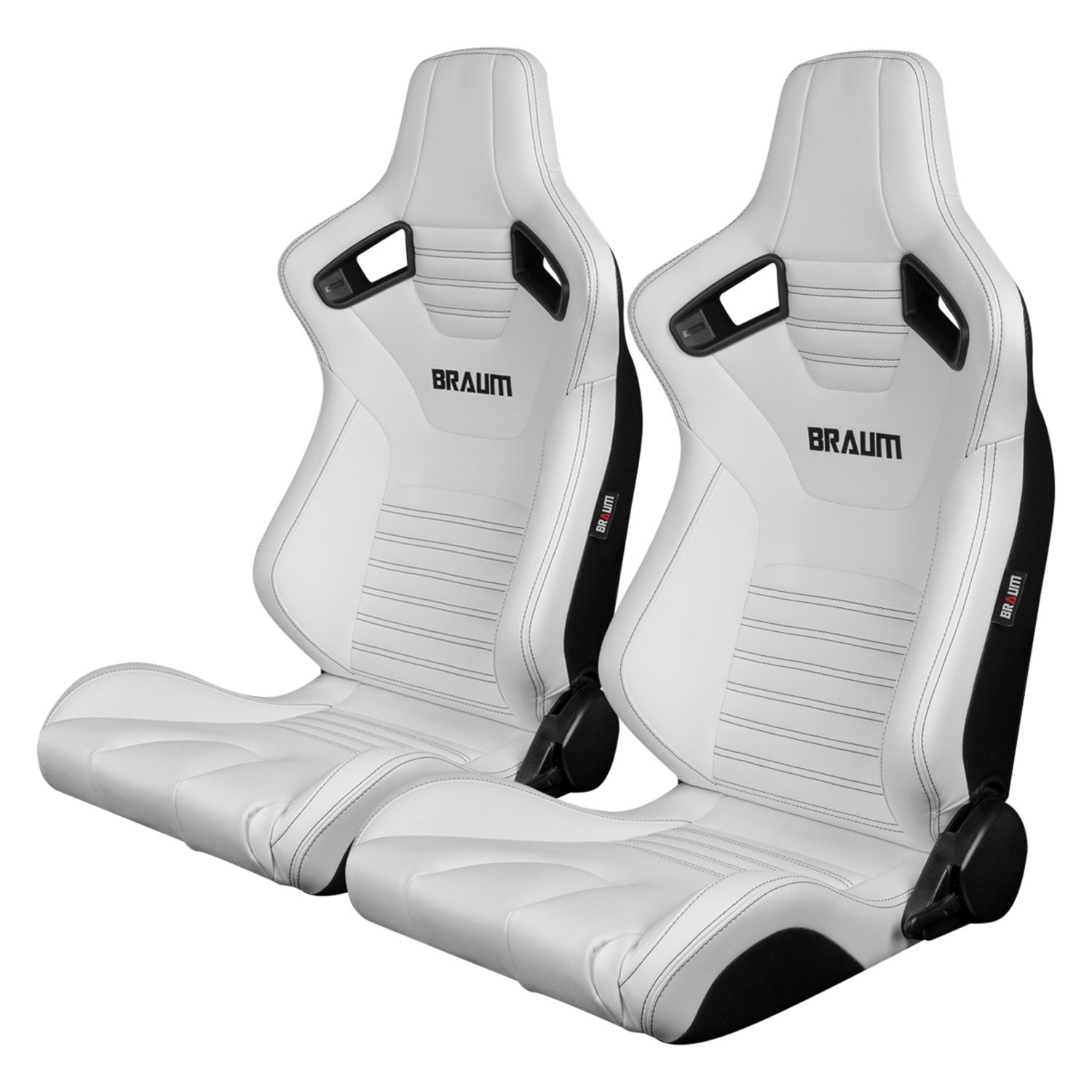 Braum Elite-X Series White Leatherette Racing Seats: Pair