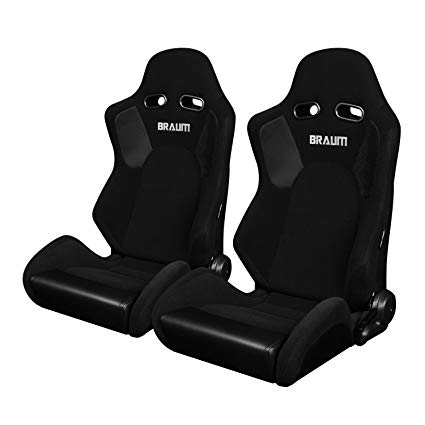 Braum Advan Series Black Cloth Racing Seats: Pair