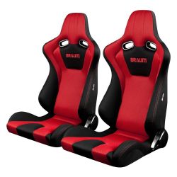 Braum Venom Series Black/Red Cloth Red Stitch Racing Seats: Pair