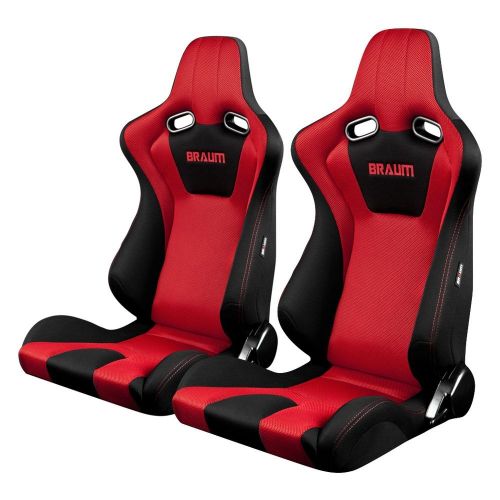 Braum Venom Series Black/Red Cloth Red Stitch Racing Seats: Pair