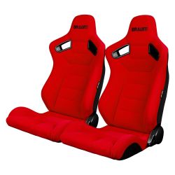 Braum Red Cloth Elite Series Racing Seats: Pair