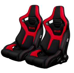 Braum Elite-R Series Black with Red Cloth Racing Seats: Pair
