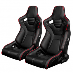 Braum Black with Red Stitching Elite-R Series Racing Seats: Pair