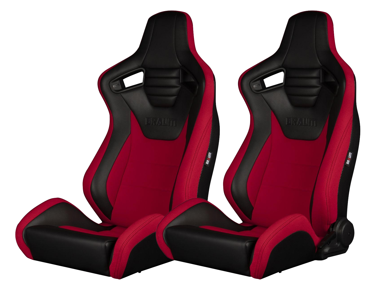 Braum Elite-S Black and Red Leatherette Racing Seats