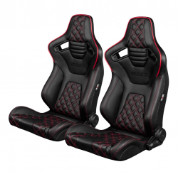 Braum Elite-X Series Diamond Edition Black with Red Piping Racing Seats: Pair