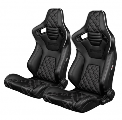 Braum Elite-X Series Diamond Edition Black with White Stitching Racing Seats: Pair