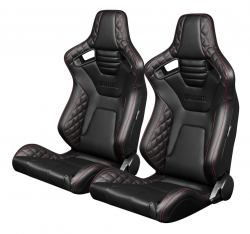 Braum Elite-X Series Diamond Edition Black with Red Stitching Racing Seats: Pair