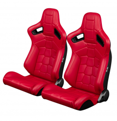 Braum Elite-X Series Komodo Edition Red Leatherette Racing Seats: Pair