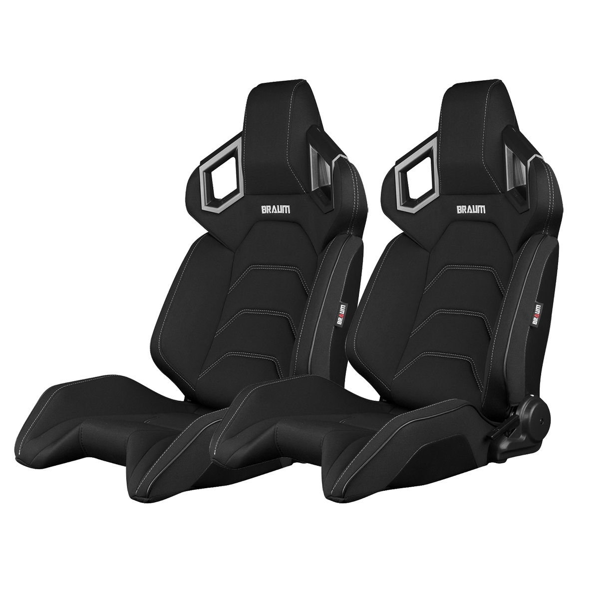Braum Alpha-X Series Black Cloth with Grey Stitching Sport Seats: Pair