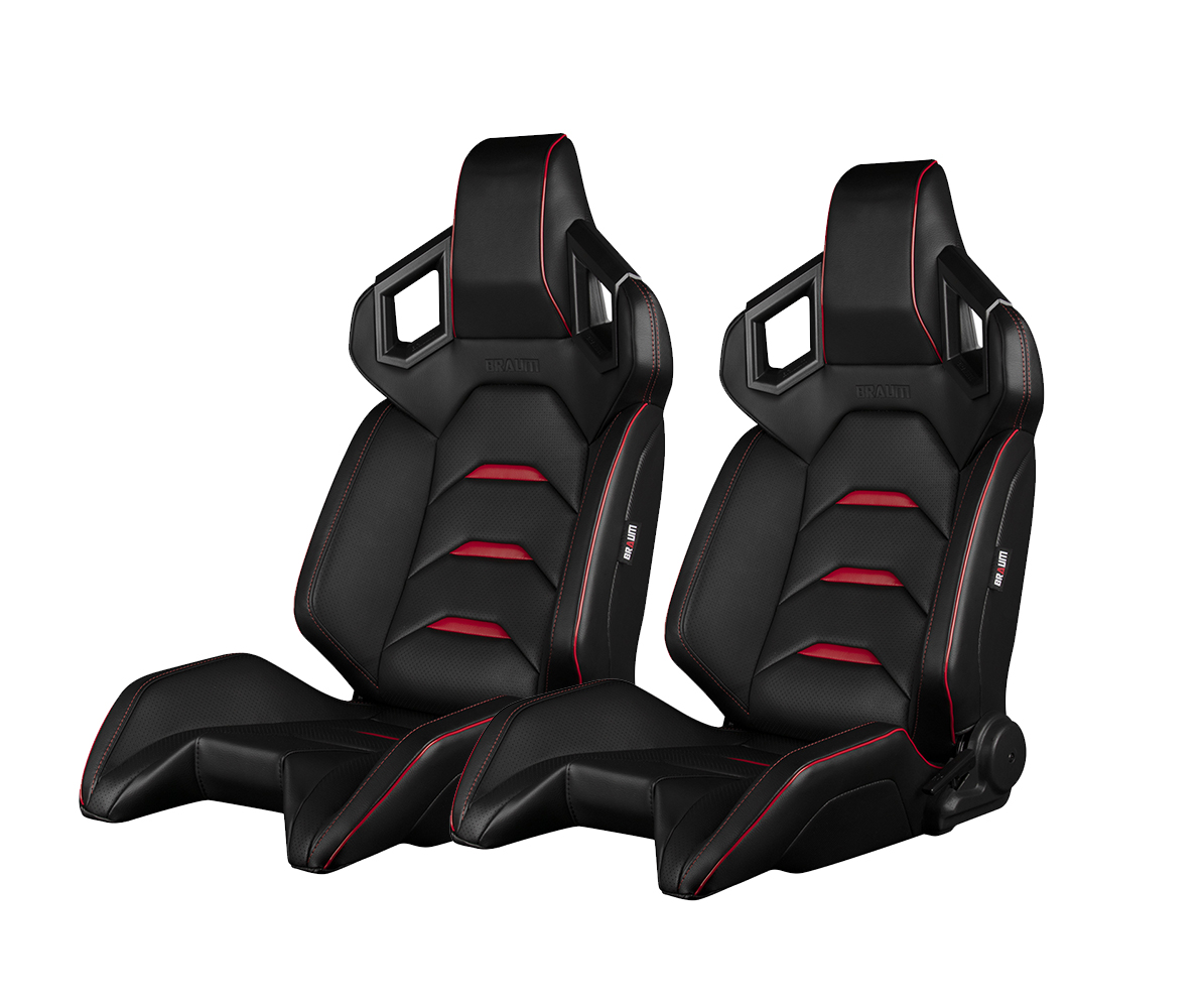 Braum Alpha-X Series Black and Red Racing Seats: Pair