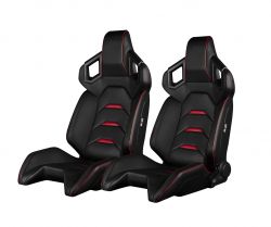 Braum Alpha-X Series Black and Red Racing Seats: Pair