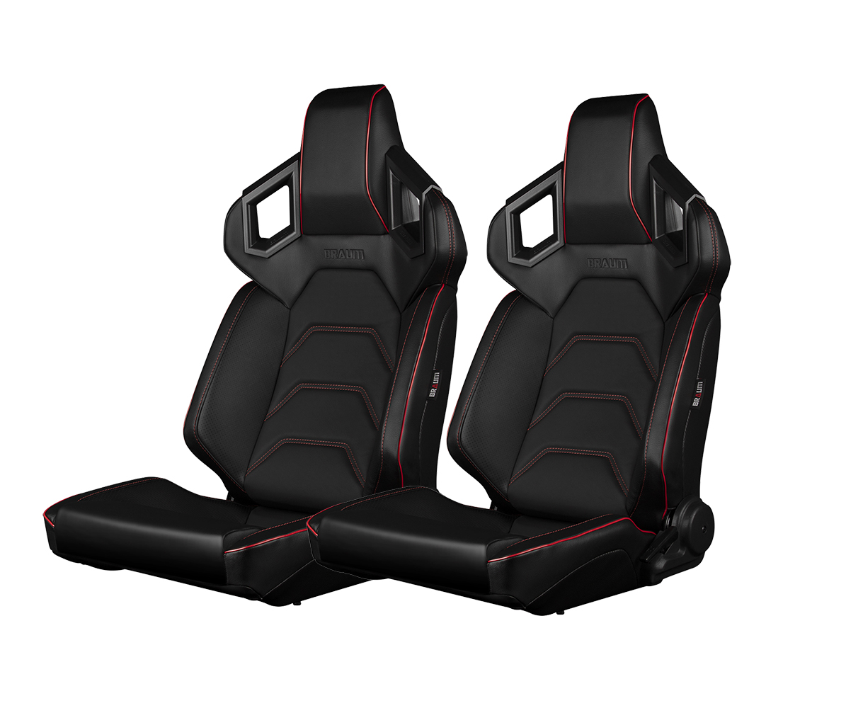 Braum Alpha-X Low Base Version Black with Red Racing Seats: Pair